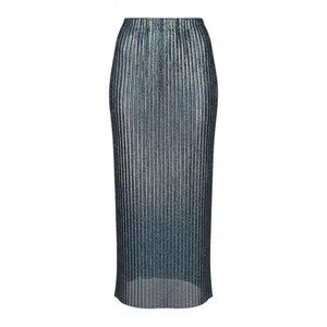 Metallic Pleated Maxi Skirt